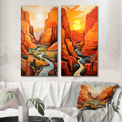 «Canyon Desert Sunset», ensemble audacieux d'art mural en métal «Canyon»