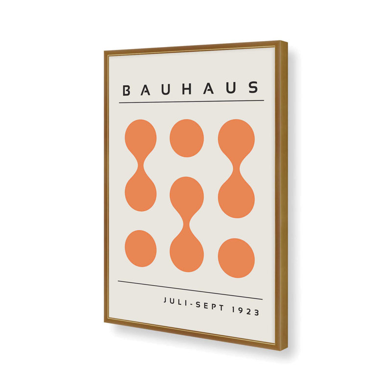 Orange Bauhaus, impression encadrée, H 17,25 po x l 13,25 po x P 1,25 po, Reproduction encadrée sans passe-partout, Or poli