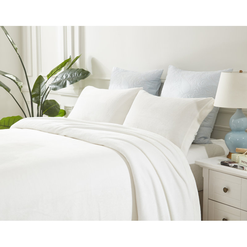 Fleece / Microfiber Machine Woven Sheet Set, Cal.King Sheet Set + Fitted Sheet + 2 Pillowcases, White