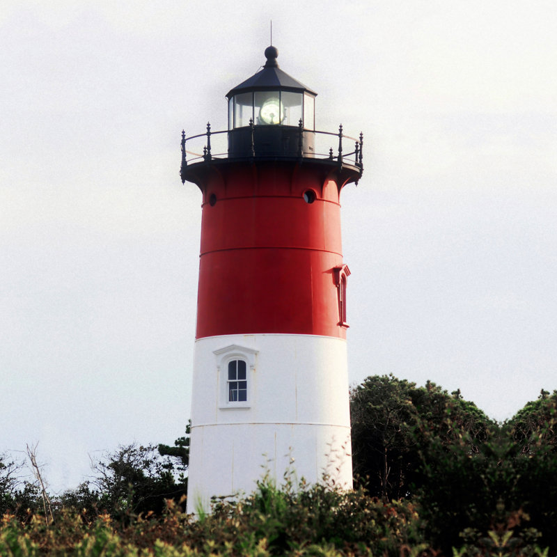 Nauset Beach Lighthouse No 3 - Art textuel, H 20 po x l 20 po, Cadre doré à une seule photo, Oui