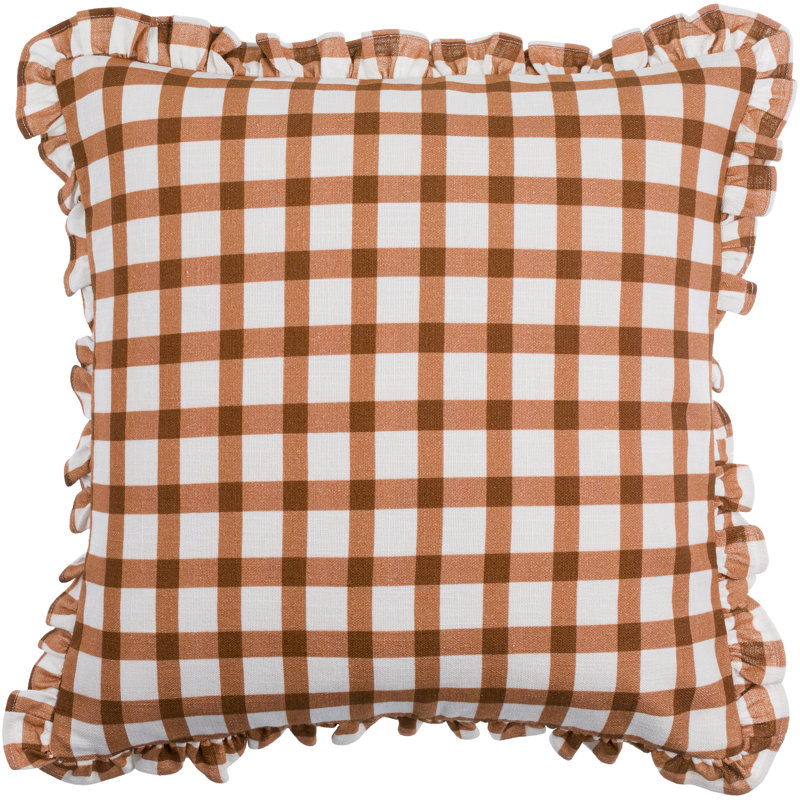 Zeppelin Plaid Cotton Reversible Throw Pillow, Down, 20" x 20", Orange Plaid