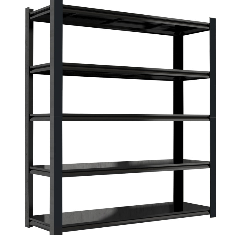 Hautes tablettes de rangement en métal noir avec 5 cloisons amovibles - grande capacité de rangement et construction stable, garage, cuisine, bureau, processus d'assemblage facile Compartiments de tablettes de 70,49 pouces