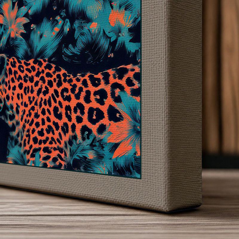 Leopards in Terracotta Boho Canvas Art Print, 30x20 - 76.2 x 50.8 cm, Taupe Border