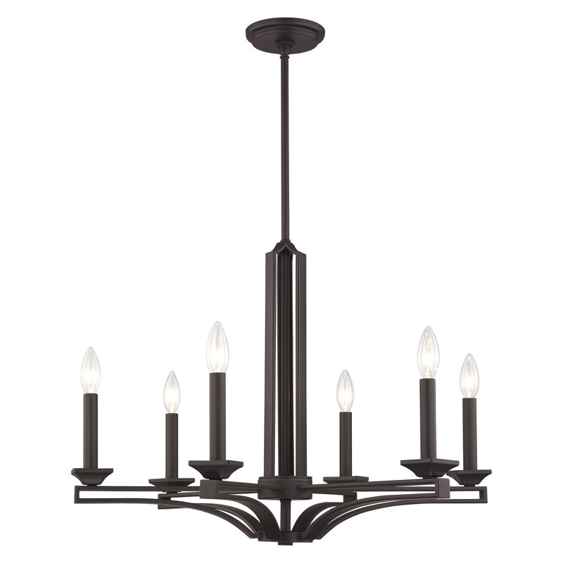 Lustre classique / traditionnel à 6 lumières de style bougie Dedham, Bronze