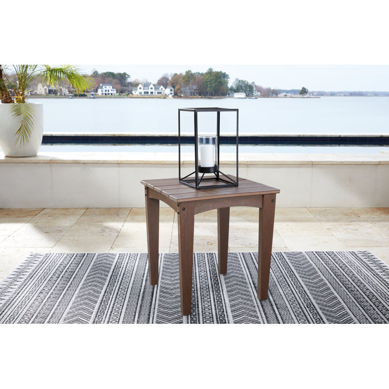 Emmeline Brown HDPE Square Outdoor End Table