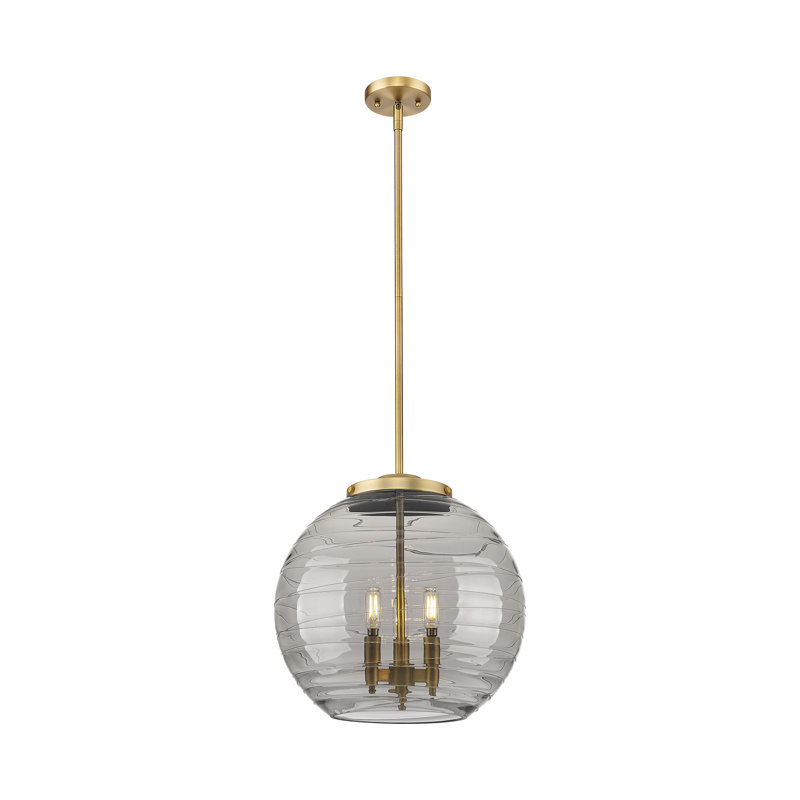 Luminaire suspendu 3 lumières Christly, H 17,13 po x l 15,75 po x P 15,75 po, Or, Gris fumée clair