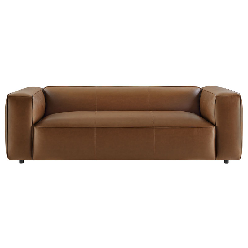 Auren Upholstered Vegan Leather Sofa, Coffee