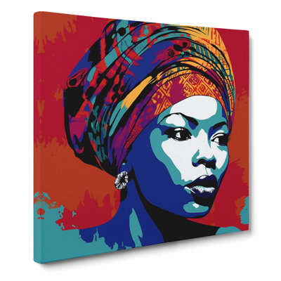 African Woman Pop Art No.2 - Wrapped Canvas