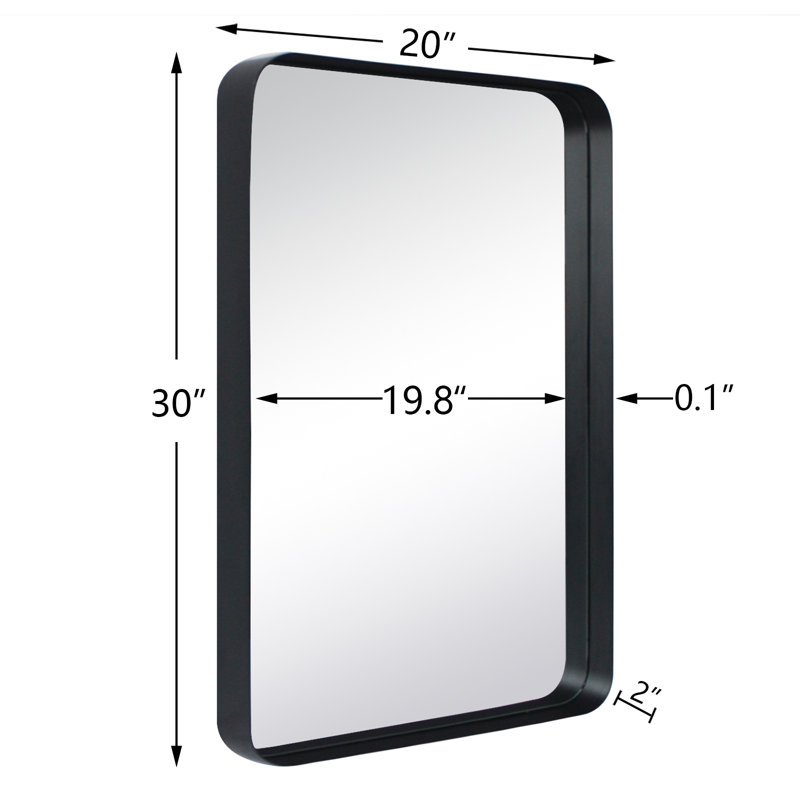 Miroir de salle de bain Arthers, Noir mat, H 30 po x l 20 po