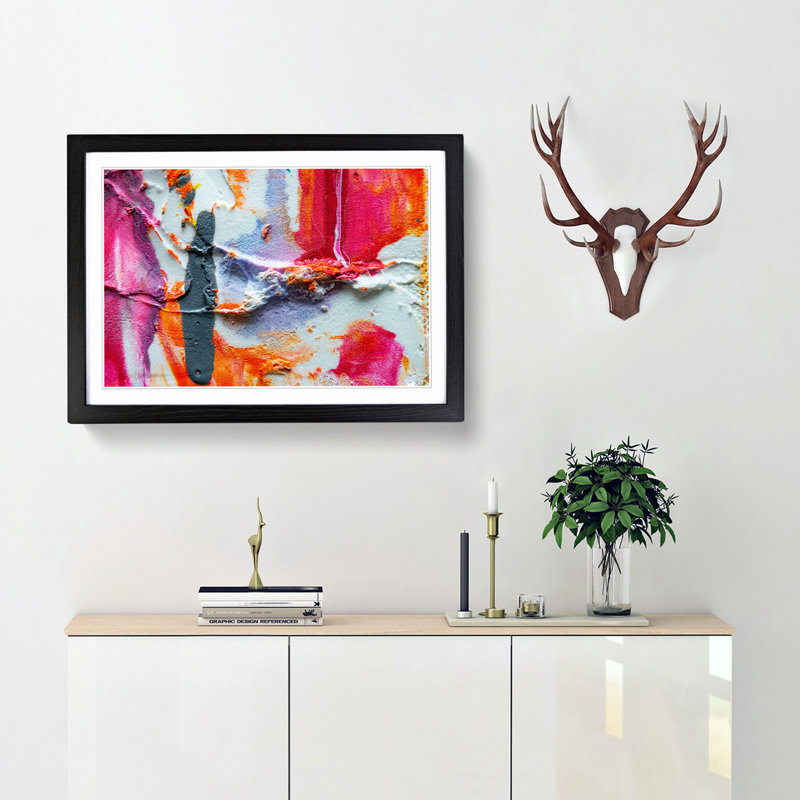 Abstract Art Painting Vol.122 by S.Johnson - Framed Print, 62cm H x 87cm W x 2cm D, Black Framed