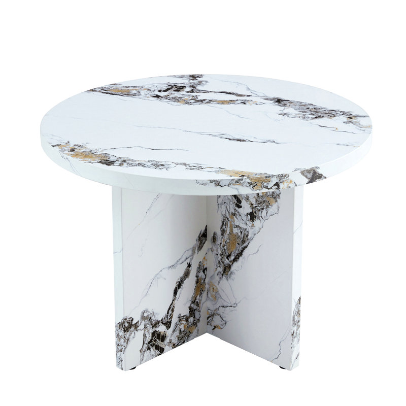 Table de salle à manger ronde pour 4-6, table de cuisine moderne de 42 pouces, petite table de salle à manger, table de salle à manger en MDF pour café, restaurant, bar à vin, bureau à domicile (seulement la table)