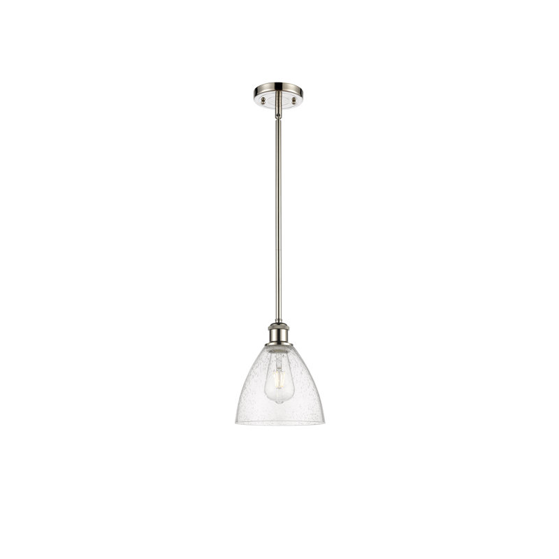 Luminaire suspendu en forme de globe à 1 lumière Angeliz, DEL, H 42,25 po x l 7,5 po x P 7,5 po, Nickel poli