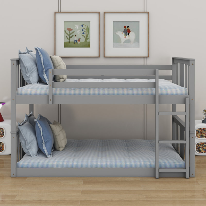 Lit superposé pour enfant Kaeliana, Lit superposé double sur double, Gris
