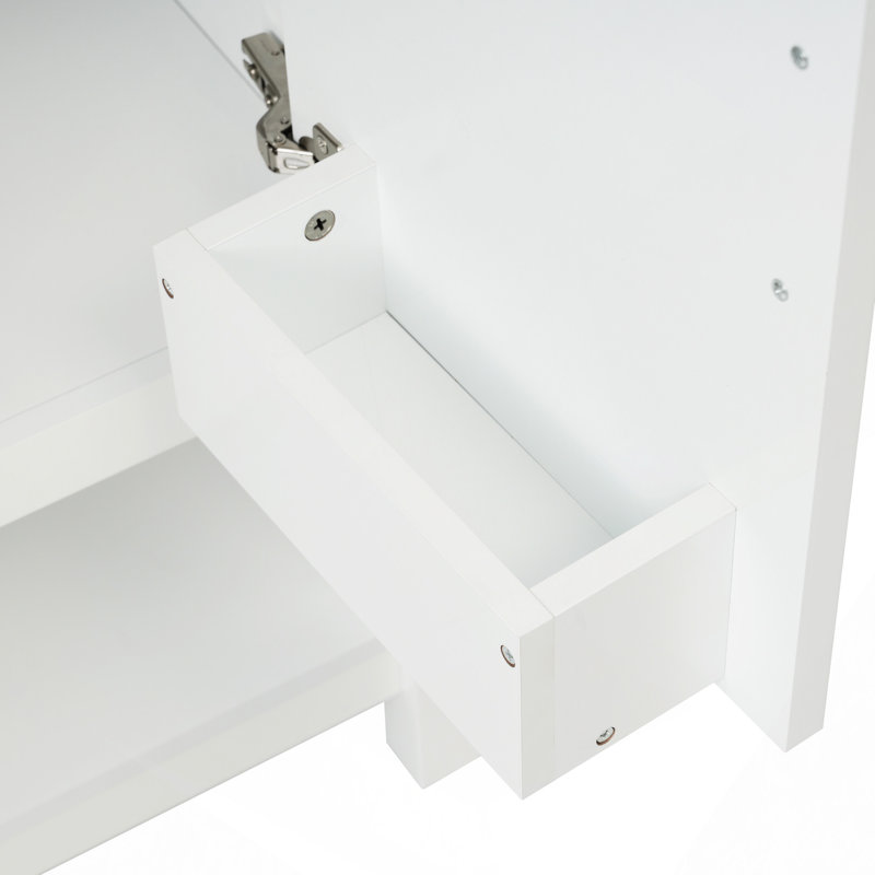 Meuble-lavabo avec lavabo en céramique et rangement polyvalent - idéal pour les petites salles de bain, Blanc