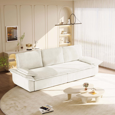 King-Size Corduroy Convertible Sofa Bed, 3-In-1 Multi-Functional Upholstered Sleeper Couch For Home