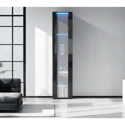 4-tier Tall Storage Cabinet, Narrow Slim Side Cabinet With Aluminum Strip Lamp by Ivy Bronx