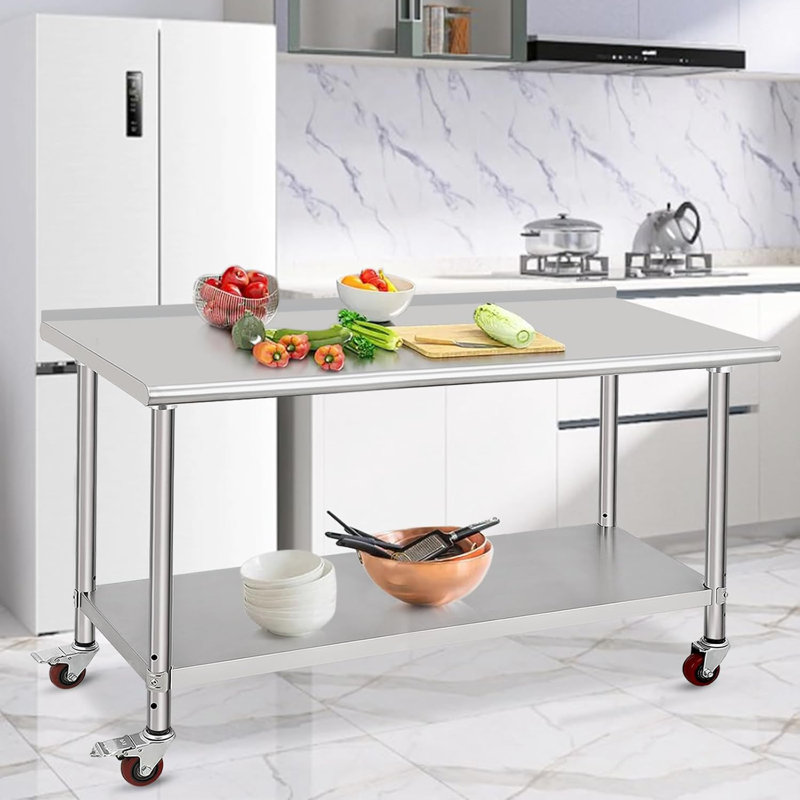 Table de travail en acier inoxydable - Table de travail robuste pour la préparation des aliments