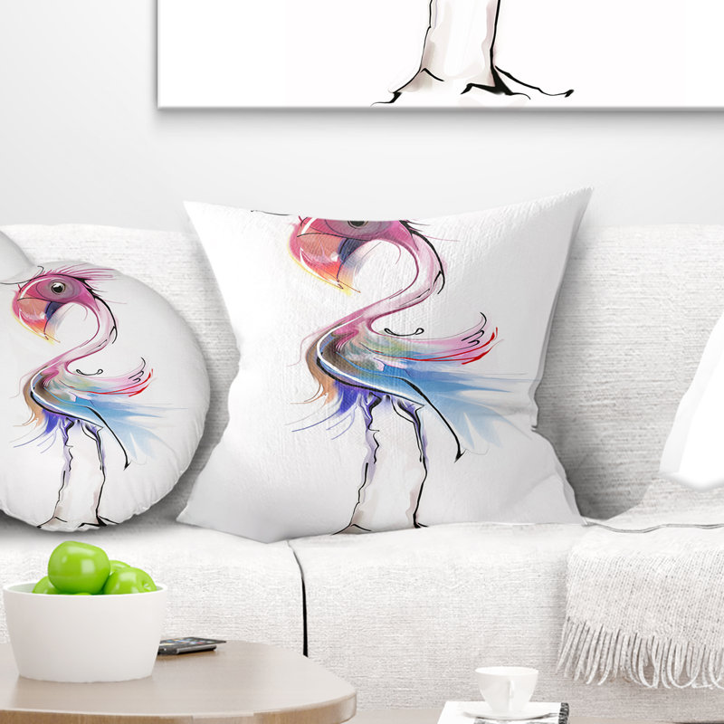 Flamant rose - Coussin imprimé animal, 18 po x 18 po, Coussin décoratif