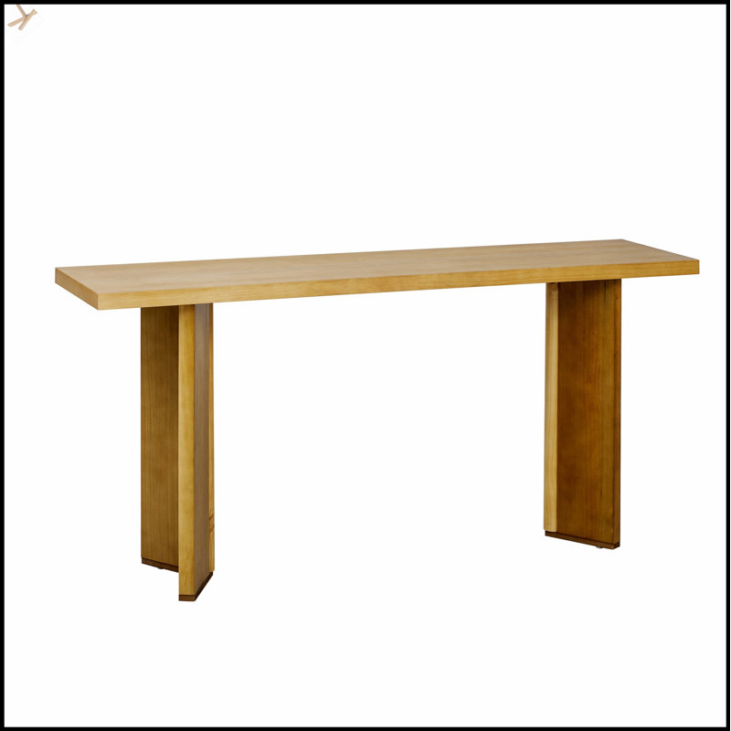 Stylish Console Table With Pine Veneer And Geometric Legs, Suitable For Living Room, Study And Dining Room, Natural