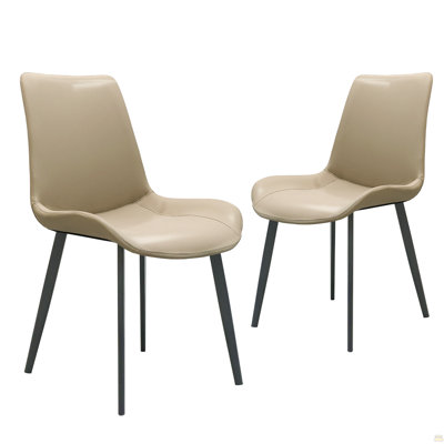 Chaise de salle à manger en cuir synthétique avec pieds en métal, ensemble de 4 chaises rembourrées modernes
