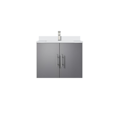 Dark Grey Bath Vanity 24 In. W X 22 In. D, White Quartz Top, And Faucet Set