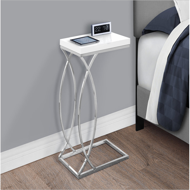 Table d'appoint, en forme de C, bout, côté, collation, salon, chambre à coucher, Blanc