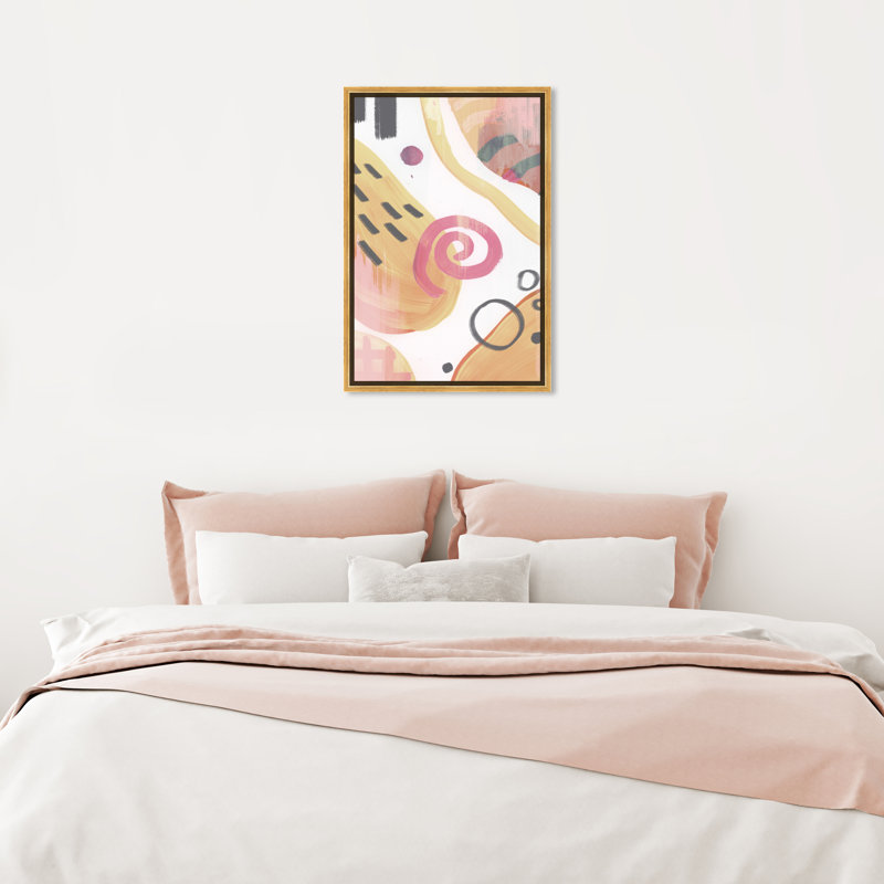 Sensationist Swirls and Chiffres - Peinture sur toile, Encadrement doré, H 24 po x l 16 po