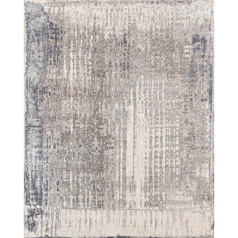 Tapis sable et beige noué à la main de haute qualité, Rectangle de 5 pi x 8 pi