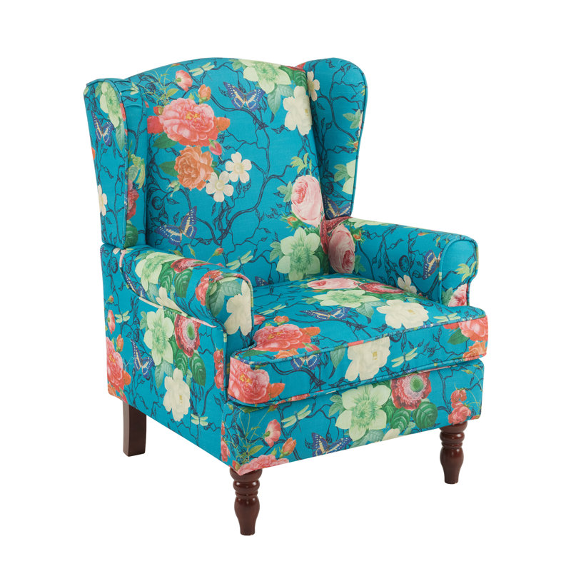 Upholstered Accent Chair, Green Floral