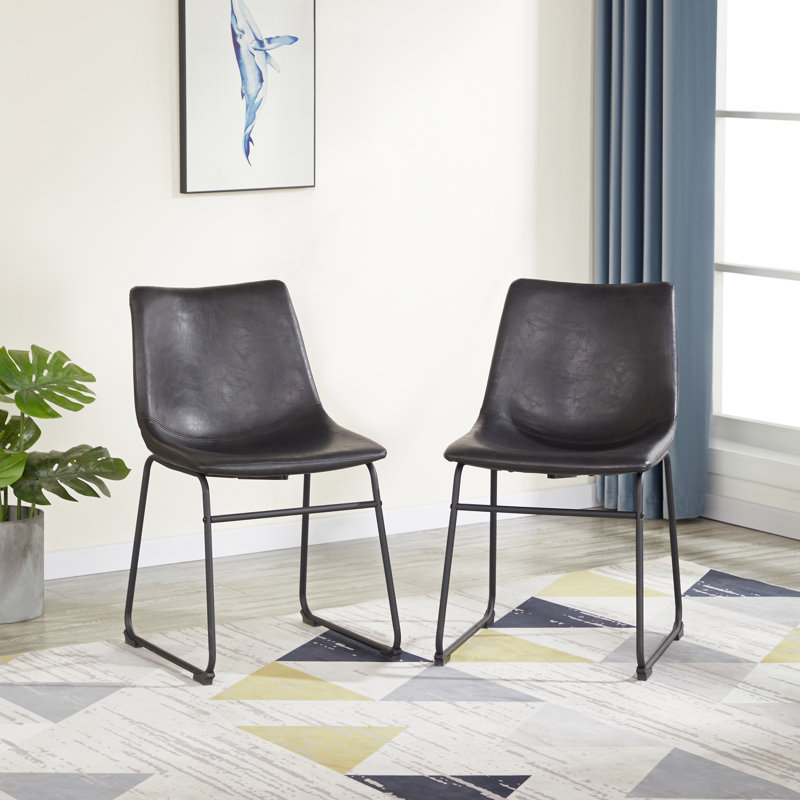 Montpelier 19'' H Faux Leather Upholstered Side Chair, Black