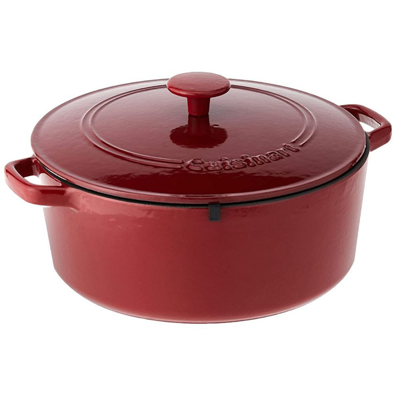 Cuisinart Chef’s Classic Enameled Cast Iron Round Dutch Oven with Lid, 7 Qt., Cardinal Red