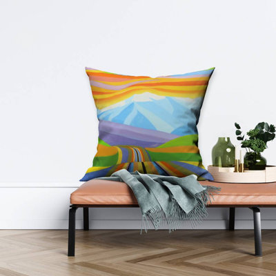 Mountain Road Multicolored Purple Mountains – Throw Pillow Cover Only, Double-Sided Print, Insert Not Included