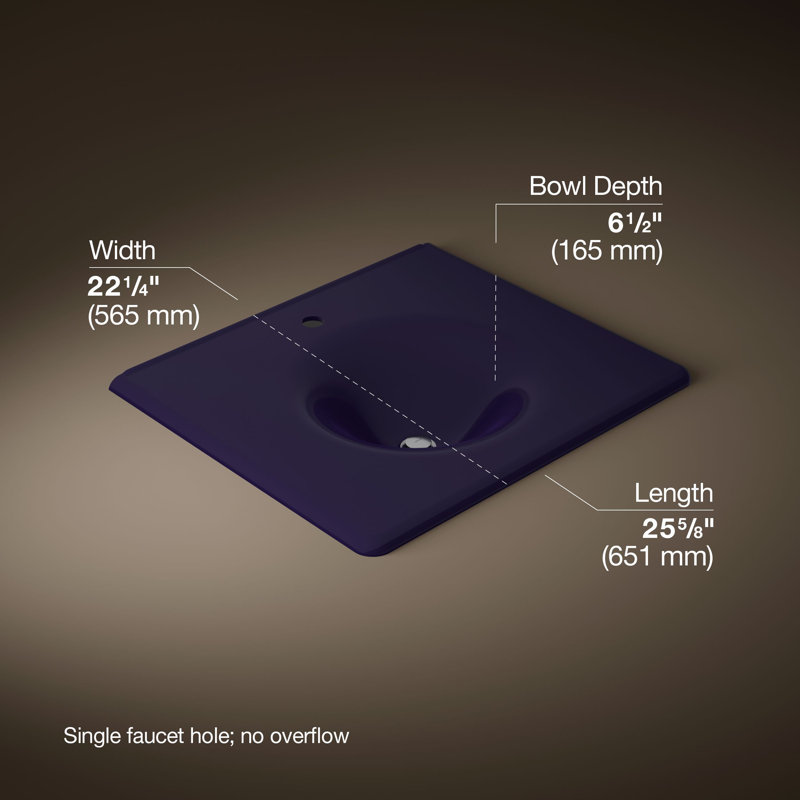 Iron/Impressions 25.625 Bathroom Vanity Top, Indigo Blue, Single