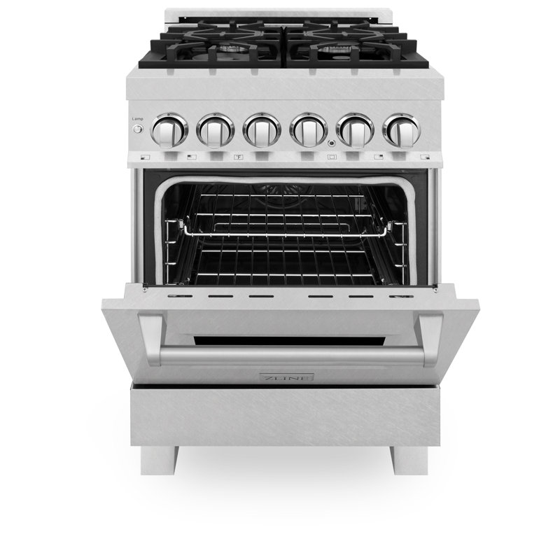 ZLINE 24" 2.8 cu. ft. Dual Fuel Range with Gas Stove and Electric Oven in Fingerprint Resistant Stainless Steel, Satin