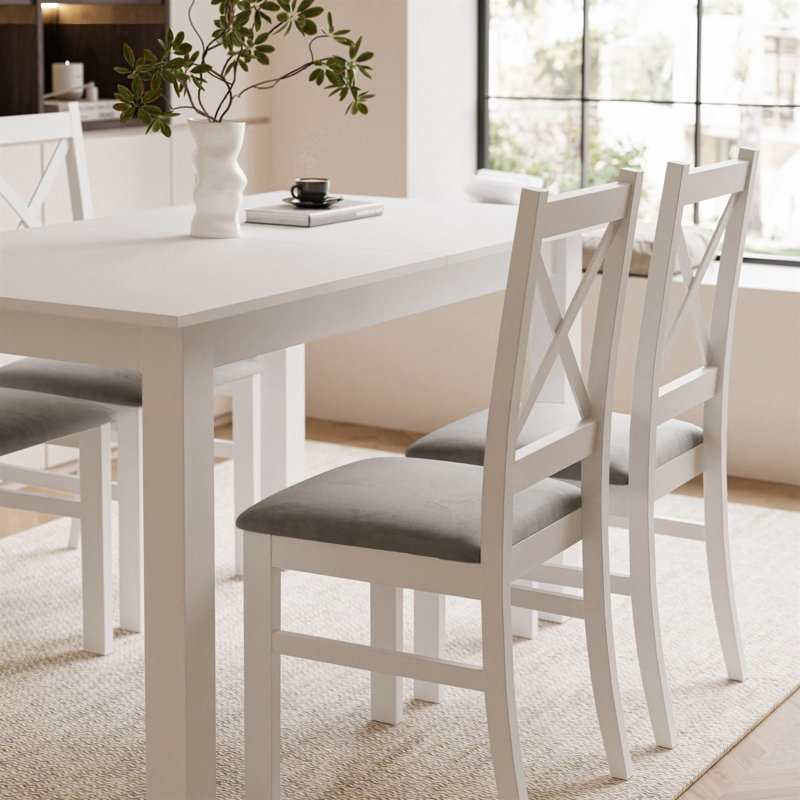 Mangine 4 - Person Dining Set, White/Paros 02, White, White