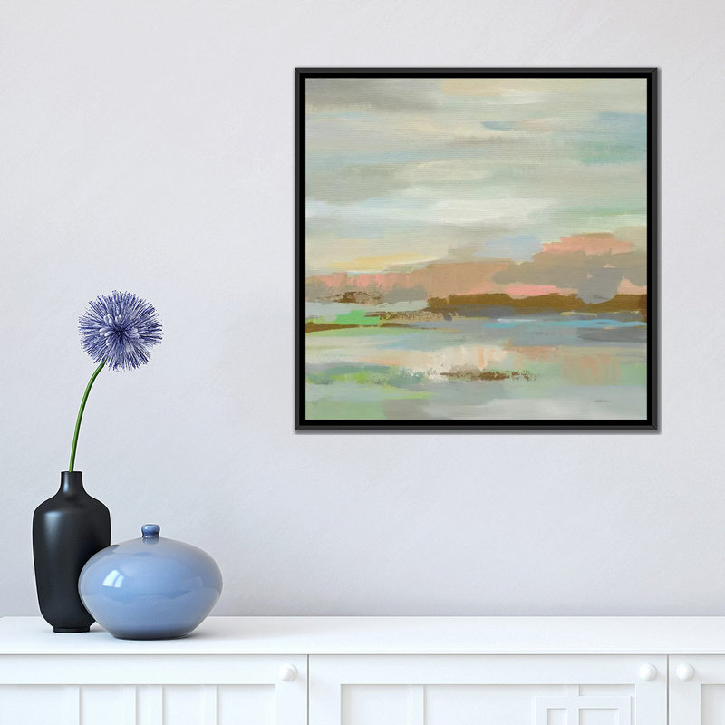 « spring désert i », impression sur toile, H 37 po x l 37 po x P 1,5 po, Toile avec cadre noir, Pas de tapis