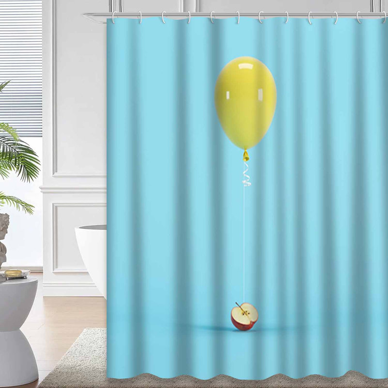 Rideau de douche jaune avec 12 crochets, L 72 po x l 72 po
