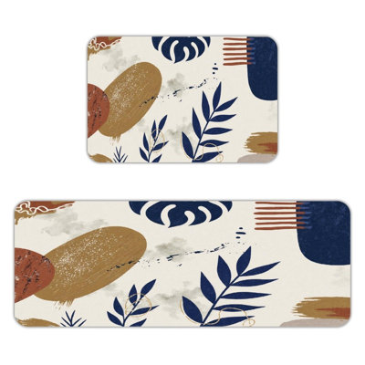 Modern Tropical Leaves, Kitchen Mats Set of 2
