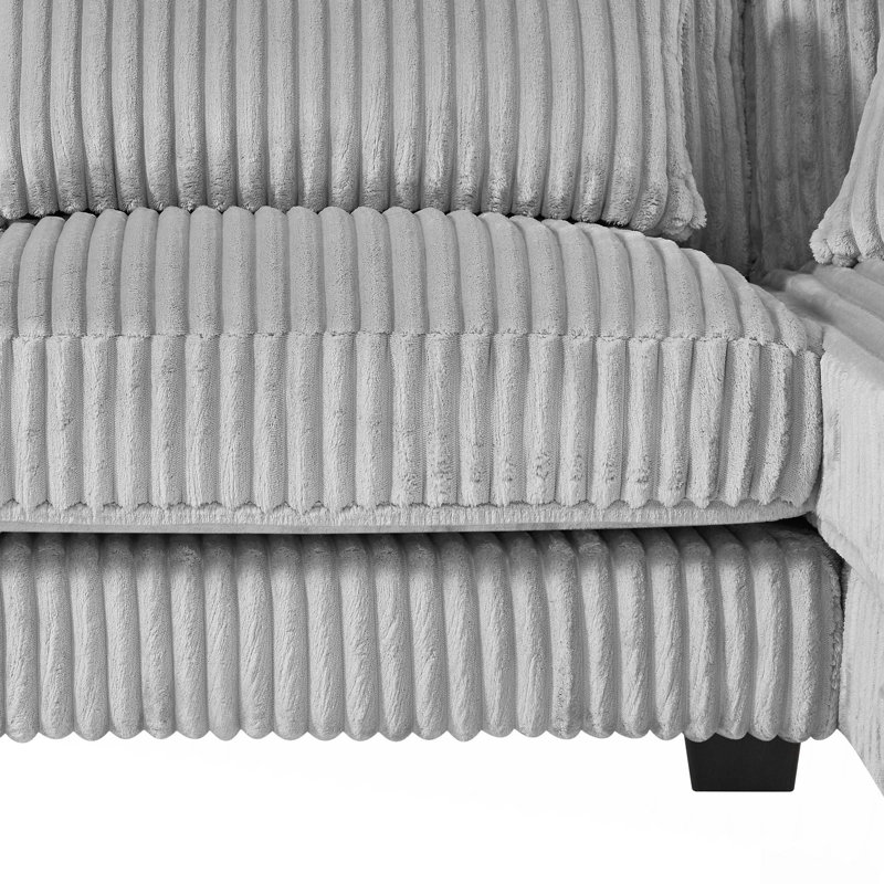Oversized U-Shaped Sectional Sofa with Soft Corduroy and Chaise Lounge for Modern Living Room, Grey