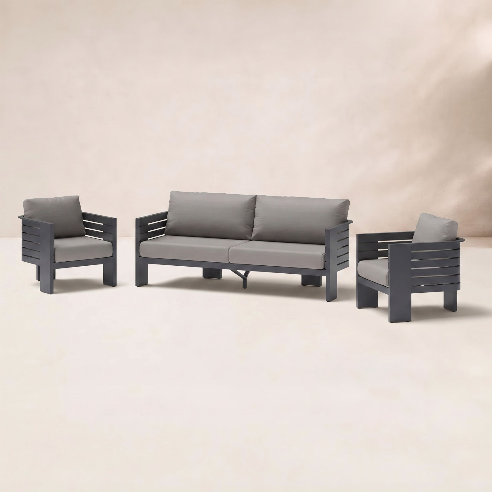 Ari 4-Person Complete Patio Set, Olefin Charcoal