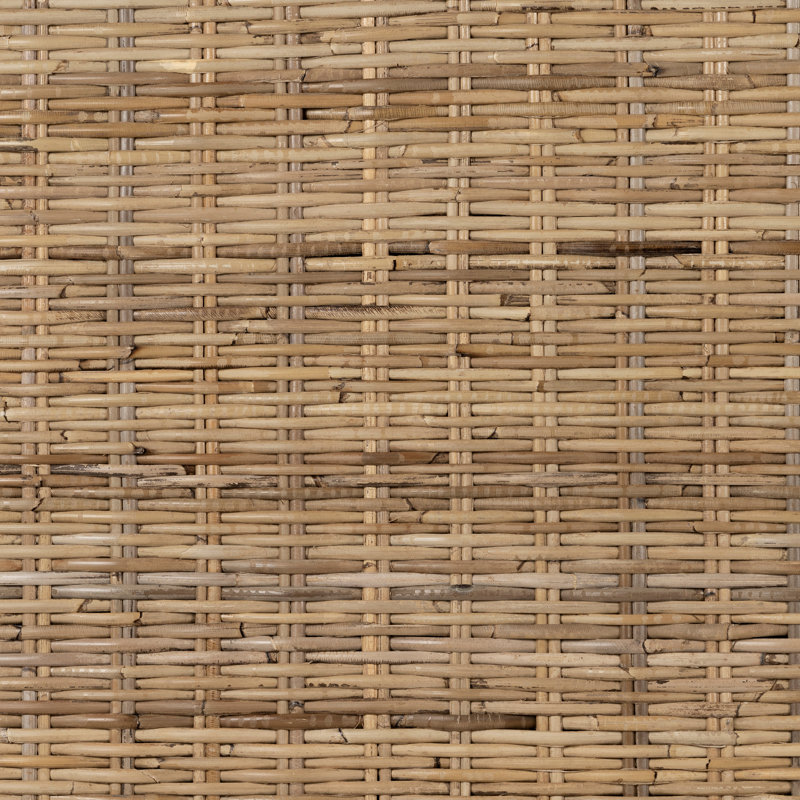Queen White Washed Rattan Panel Headboard