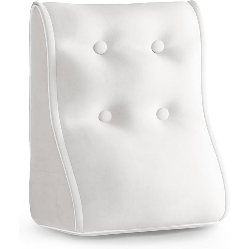 Sit-up Back Comfort Contour Wedge Pillow with Zipper Connector Headboard Velvet Reading Pillows for Sitting up In Bed Sofa Backrest Lumbar Support Cushion Compression