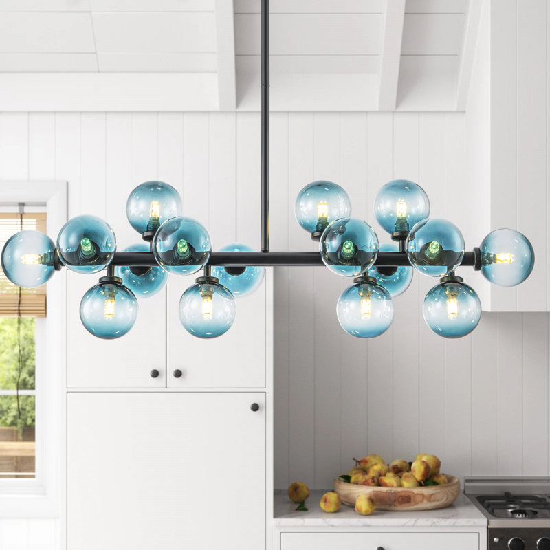Broghan 16 - Light Kitchen Island Pendant, Matte Black, Blue