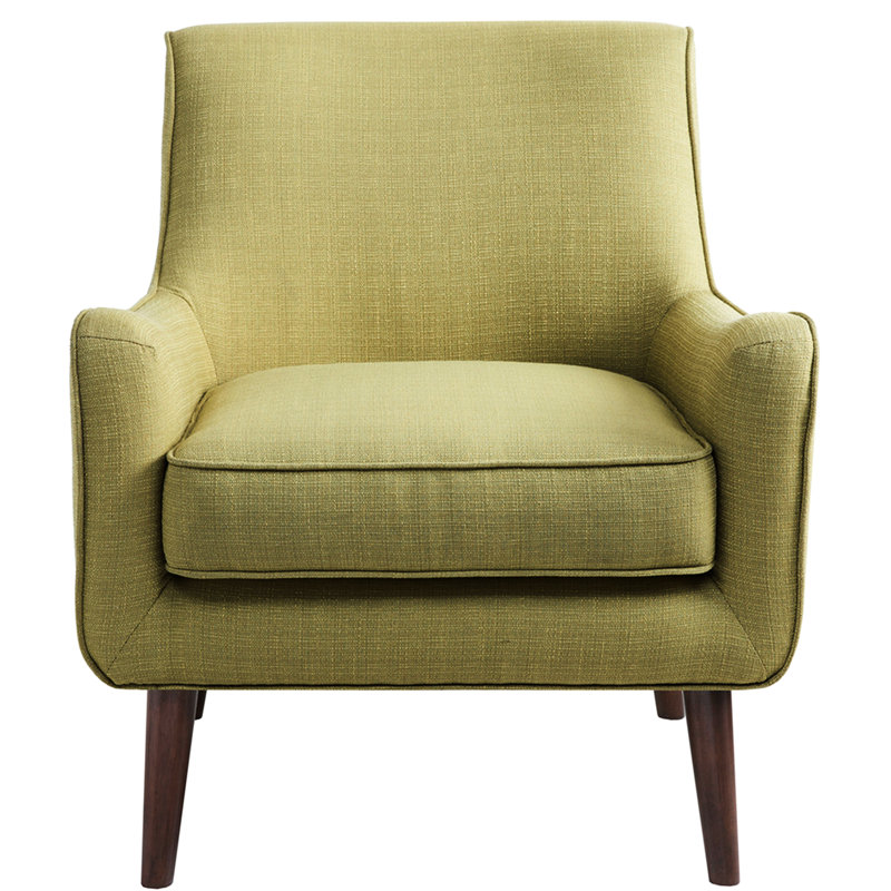 Fauteuil d'appoint de style Mid-Century, rembourrage serré, coussin en mousse amovible, finition des pieds en bois massif, rembourrage haute densité pour chaise confortable, conception du dossier, support central