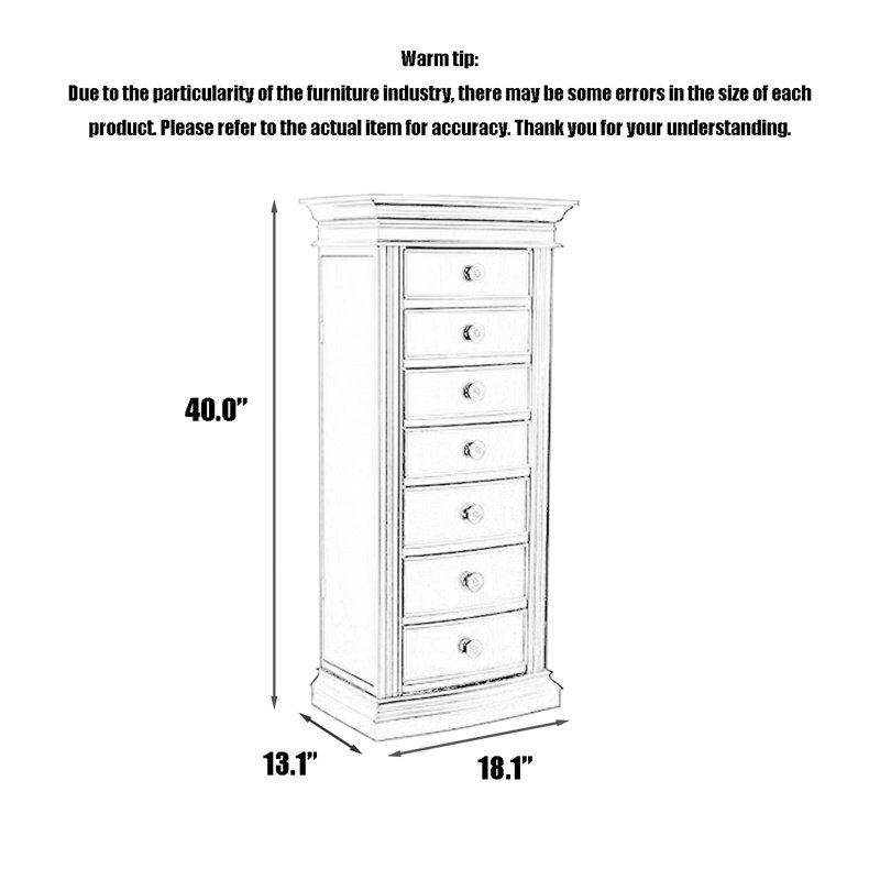 Armoire à bijoux en bois massif multicouche de style nordique, Brun