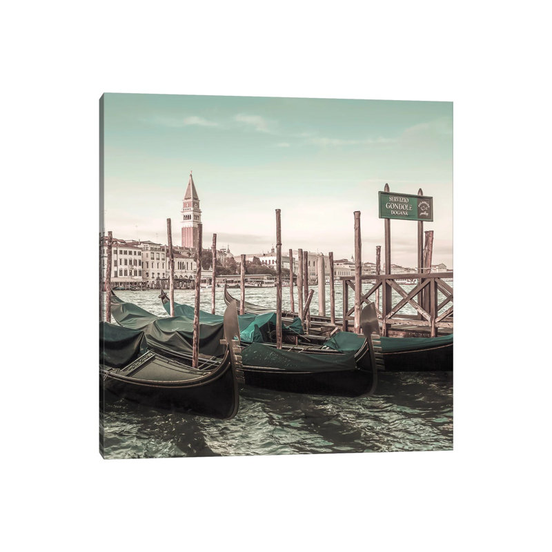 Venice Grand Canal and Gondolas | Urban Vintage Style 1 Piece Wrapped Canvas Wall Art, 66.04 cm H x 66.04 cm W x 1.91 cm D