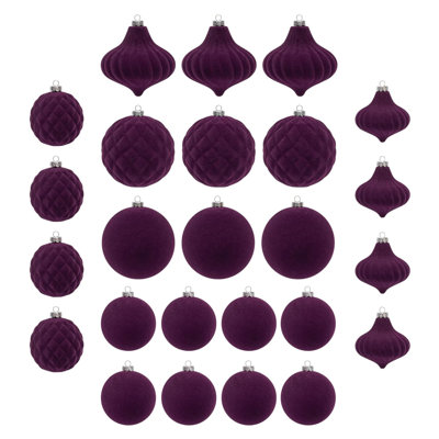 Assortiment de boules de Noël en velours 25 pièces pour Noël