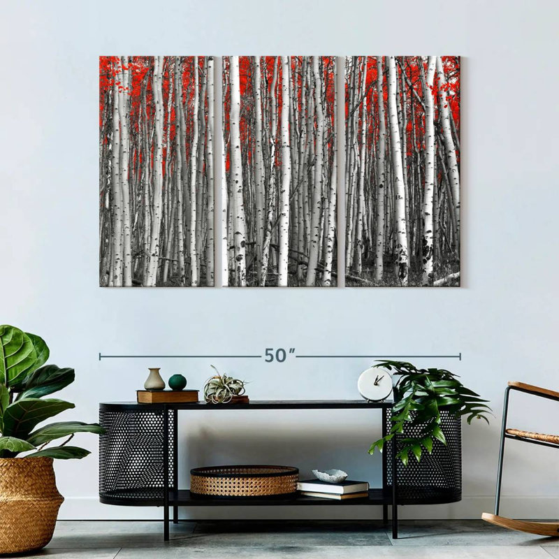 Forêt de bouleaux rouges Harnek, H 32 po x l 50 po