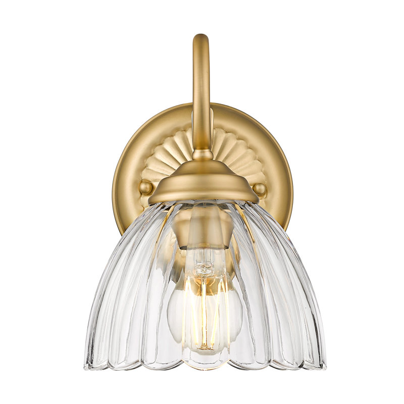 Applique murale 1 lumière avec verre transparent Khyra, Bronze champagne brossé