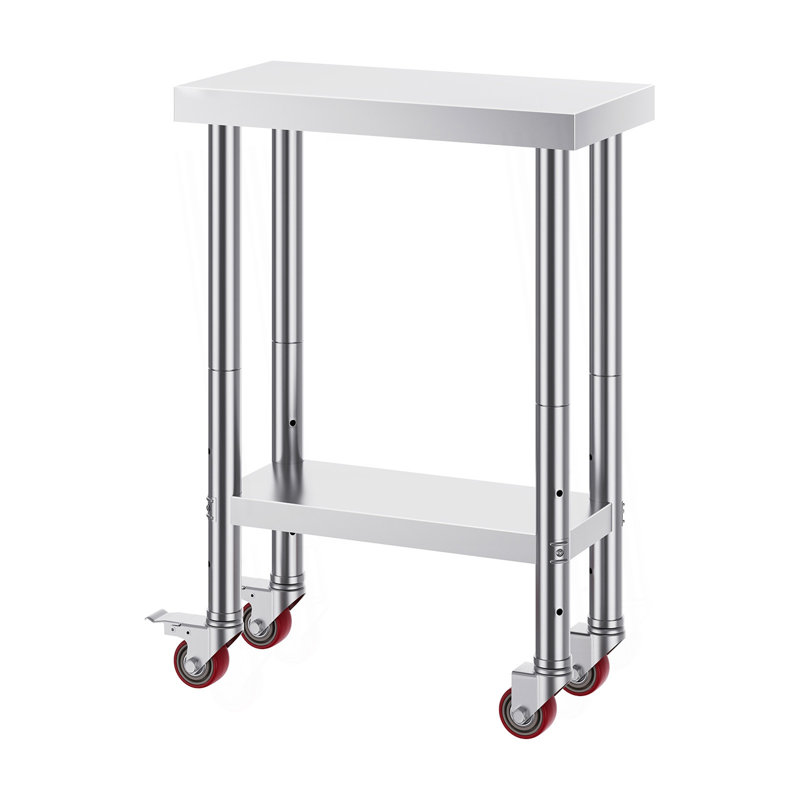 Table de travail en acier inoxydable avec roulettes 24 x 12 x 32 pouces Table de préparation avec 4 roulettes Table de travail robuste pour la cuisine commerciale